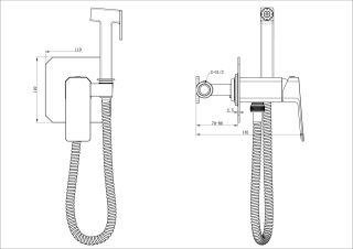 Гигиенический душ со смесителем Wonzon & Woghand Diamond WW-88829011-MB чёрный матовый